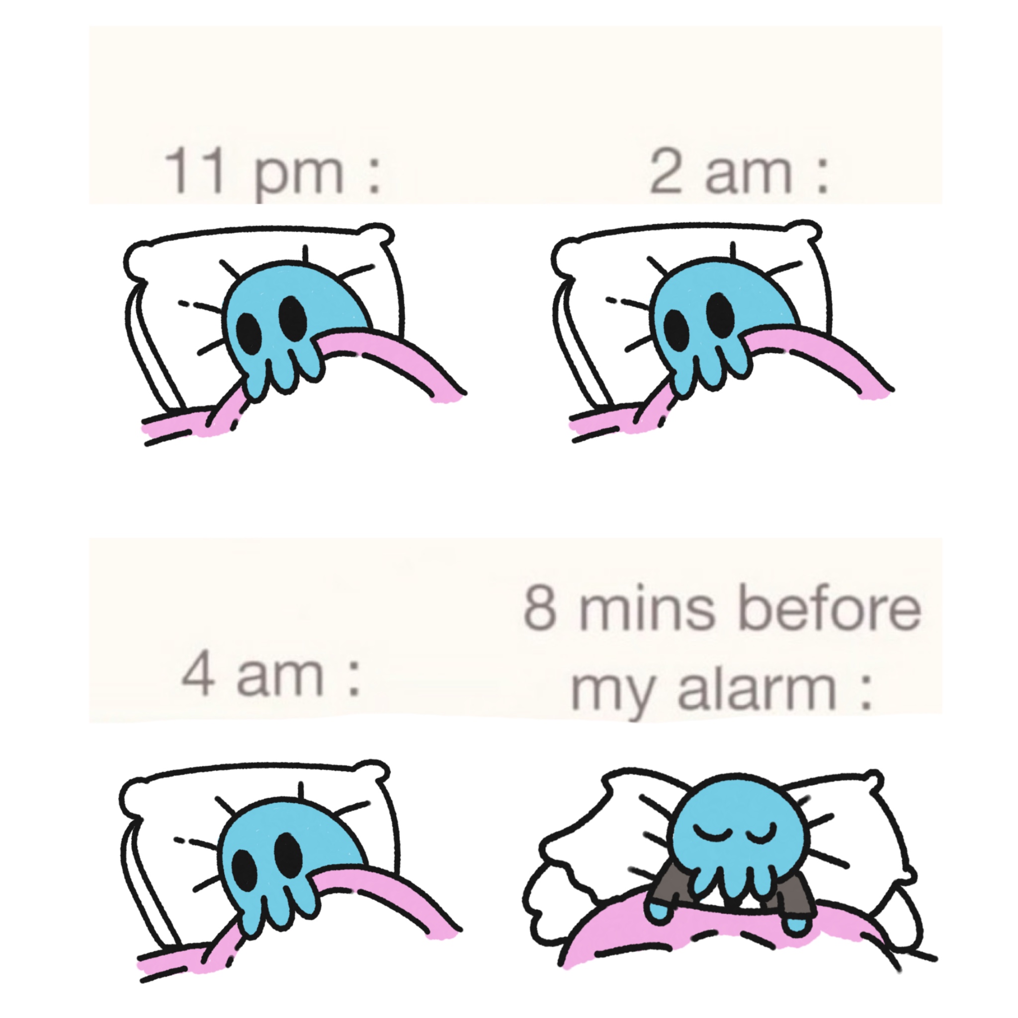 8 mins before alarm